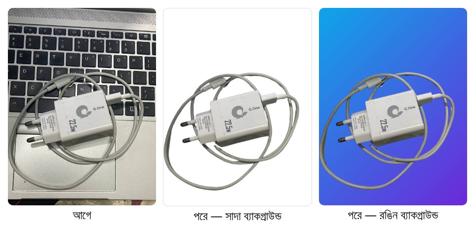 চার্জারের ছবি — আগে ও পরে