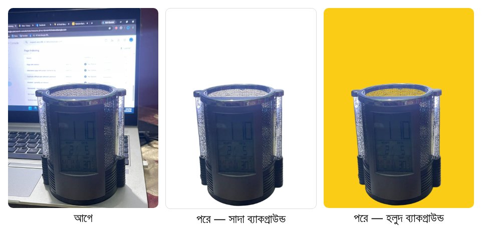 কলমদানির ছবি — আগে ও পরে